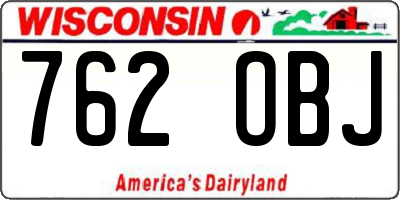 WI license plate 762OBJ
