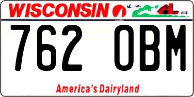 WI license plate 762OBM