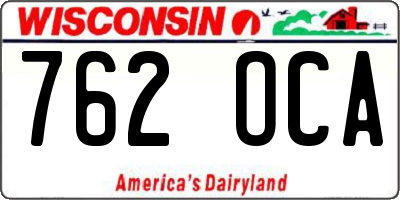 WI license plate 762OCA