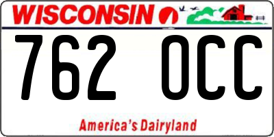 WI license plate 762OCC
