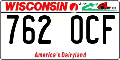 WI license plate 762OCF