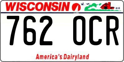 WI license plate 762OCR
