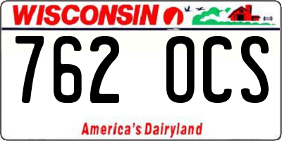 WI license plate 762OCS