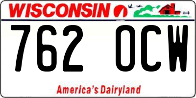 WI license plate 762OCW