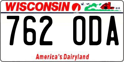 WI license plate 762ODA