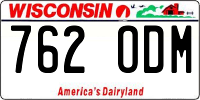 WI license plate 762ODM