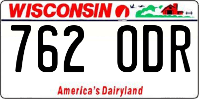 WI license plate 762ODR