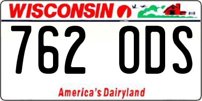 WI license plate 762ODS