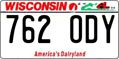 WI license plate 762ODY