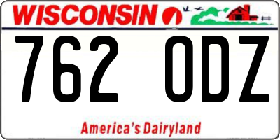 WI license plate 762ODZ