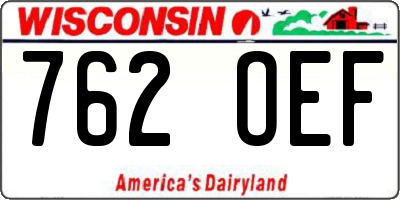 WI license plate 762OEF