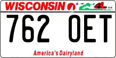 WI license plate 762OET