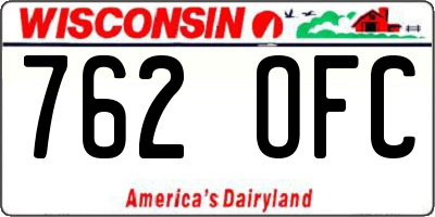 WI license plate 762OFC