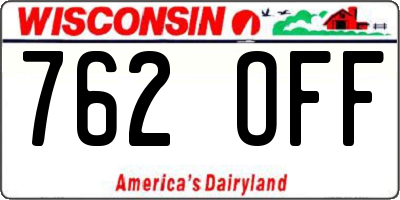 WI license plate 762OFF