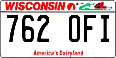 WI license plate 762OFI