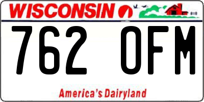 WI license plate 762OFM