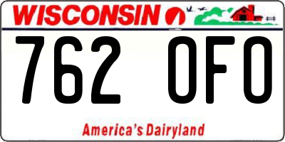 WI license plate 762OFO