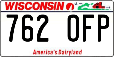 WI license plate 762OFP