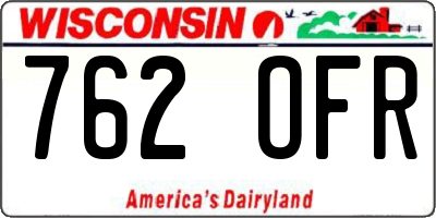 WI license plate 762OFR