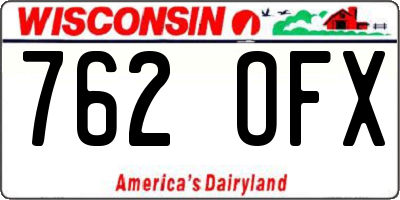 WI license plate 762OFX
