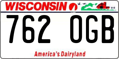 WI license plate 762OGB