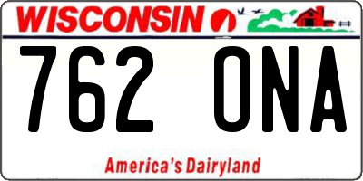 WI license plate 762ONA
