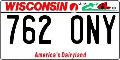 WI license plate 762ONY