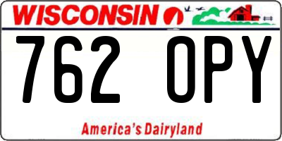 WI license plate 762OPY