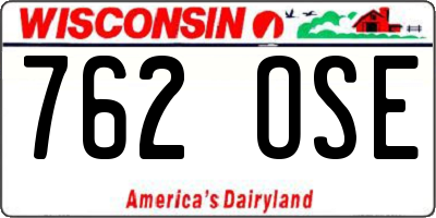 WI license plate 762OSE