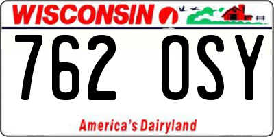 WI license plate 762OSY