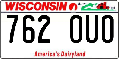 WI license plate 762OUO