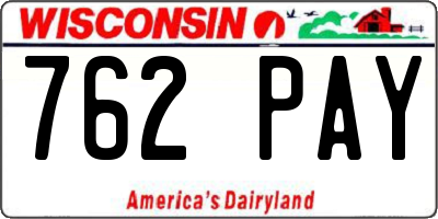 WI license plate 762PAY
