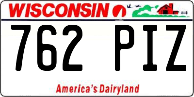 WI license plate 762PIZ