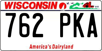 WI license plate 762PKA