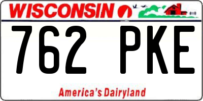 WI license plate 762PKE