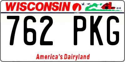 WI license plate 762PKG