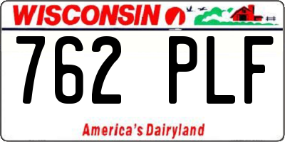 WI license plate 762PLF