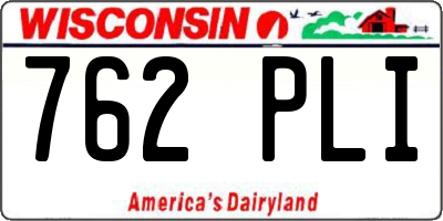 WI license plate 762PLI
