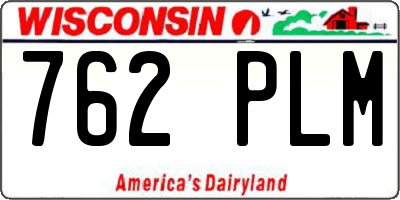WI license plate 762PLM