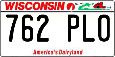 WI license plate 762PLO