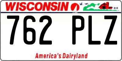 WI license plate 762PLZ