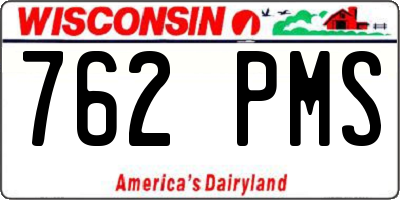 WI license plate 762PMS