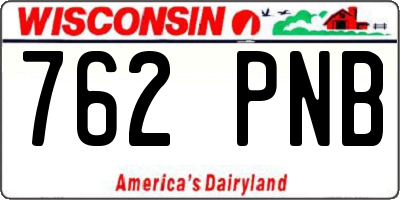 WI license plate 762PNB
