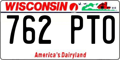 WI license plate 762PTO