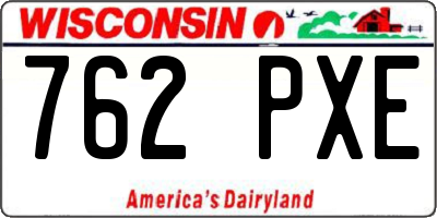 WI license plate 762PXE