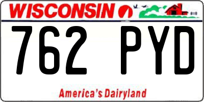 WI license plate 762PYD