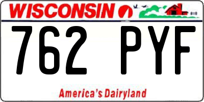 WI license plate 762PYF