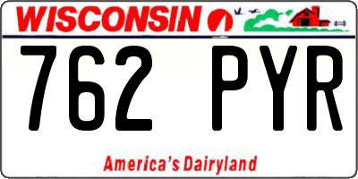WI license plate 762PYR