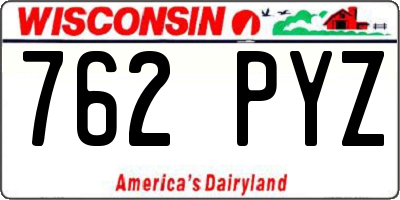 WI license plate 762PYZ