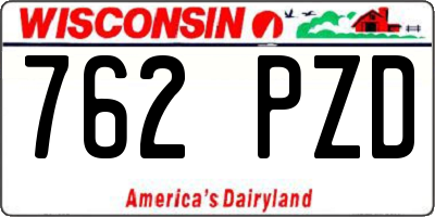 WI license plate 762PZD